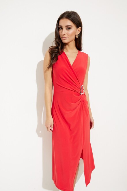 Hardware Detail Sleeveless Dress Style 231052. Magma Red. 3