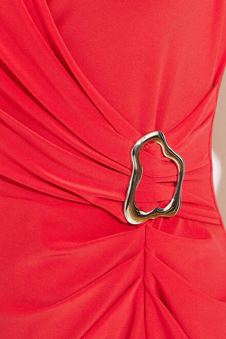 Hardware Detail Sleeveless Dress Style 231052. Magma Red. 4