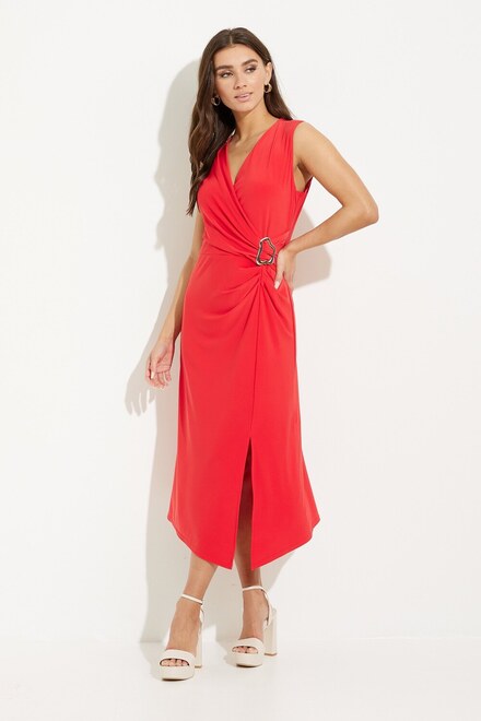 Hardware Detail Sleeveless Dress Style 231052. Magma Red. 5