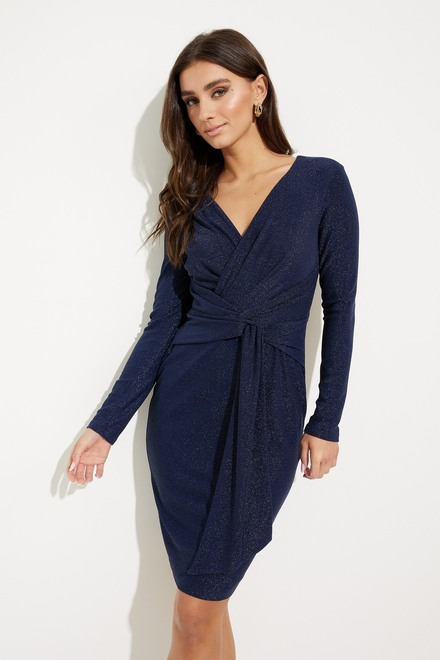 Wrap Shimmer Dress Style 231763. Navy Blue. 3