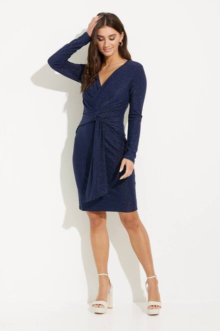 Wrap Shimmer Dress Style 231763. Navy Blue. 5