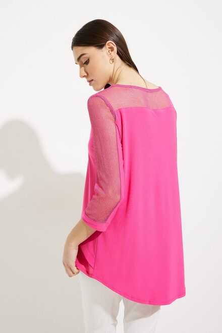 Button Detail High-Low Hem Top Style 231057. Dazzle Pink. 3