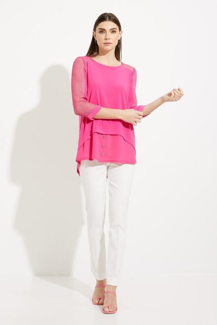 Button Detail High-Low Hem Top Style 231057. Dazzle Pink. 5