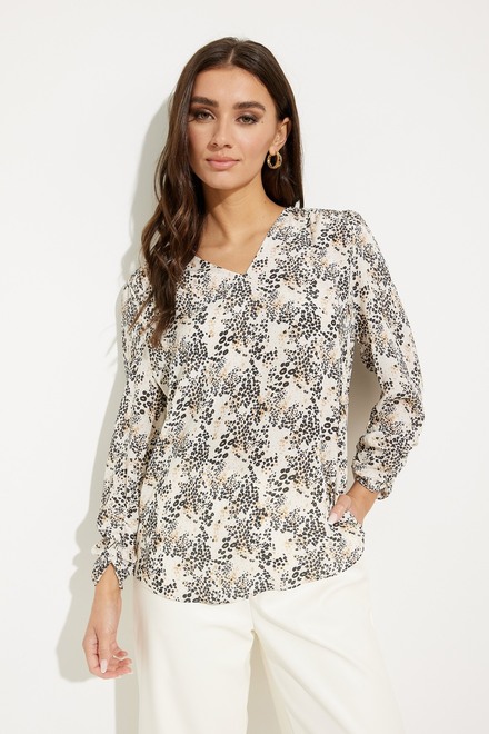 Printed V-Neck Top Style SP2392. Earth Tones. 5