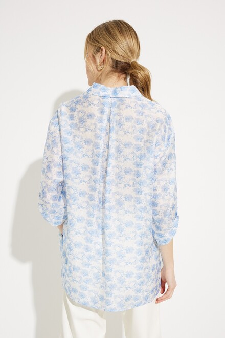 Floral Printed Button-Down Shirt Style SP2393. Soft Blue . 4