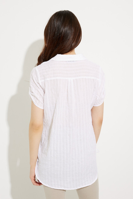 Short Sleeve Tie Detail Blouse Style A41018. White. 2