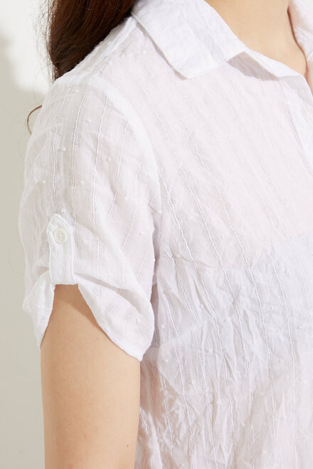 Short Sleeve Tie Detail Blouse Style A41018. White. 3