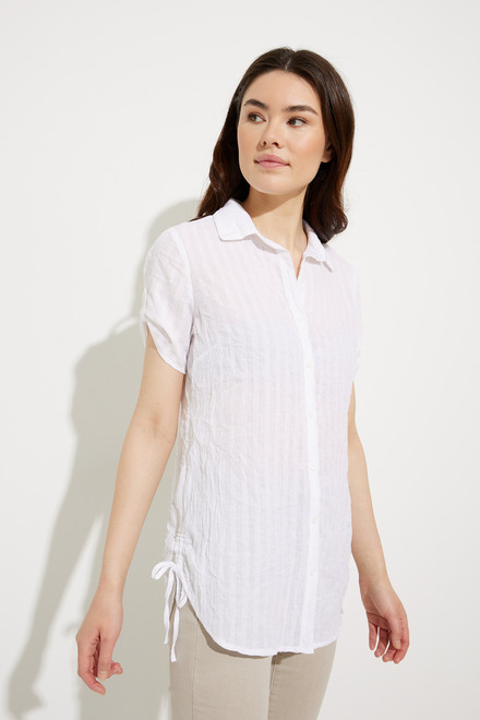 Short Sleeve Tie Detail Blouse Style A41018. White. 4