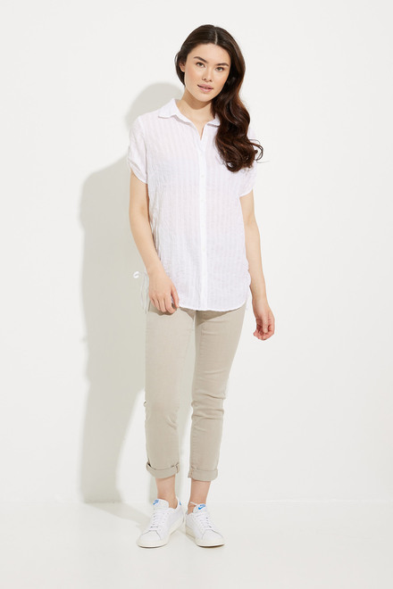 Short Sleeve Tie Detail Blouse Style A41018. White. 5