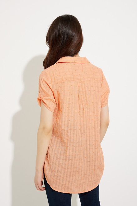 Short Sleeve Tie Detail Blouse Style A41018. Orange. 2