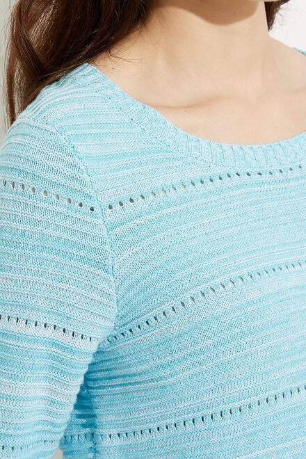Cotton Knit Sweater Style A41020. Aqua. 3