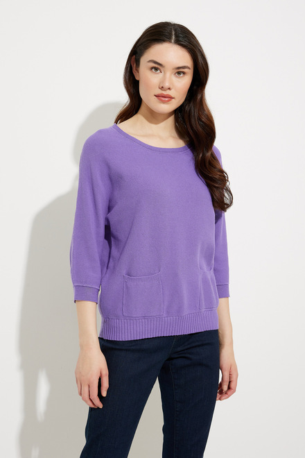 Knit Pocket Detail Pullover Style A41025. Purple