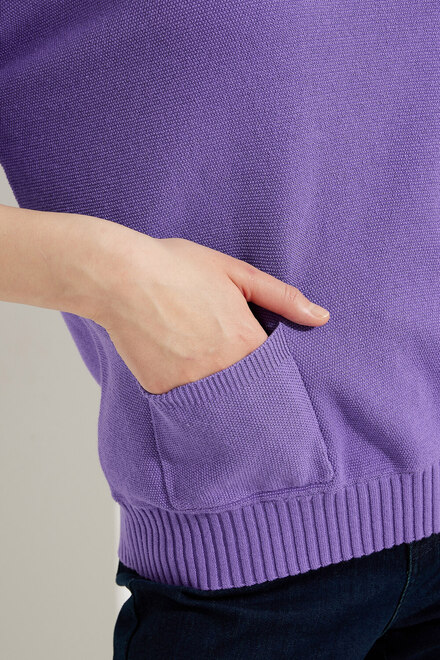 Knit Pocket Detail Pullover Style A41025. Purple. 3