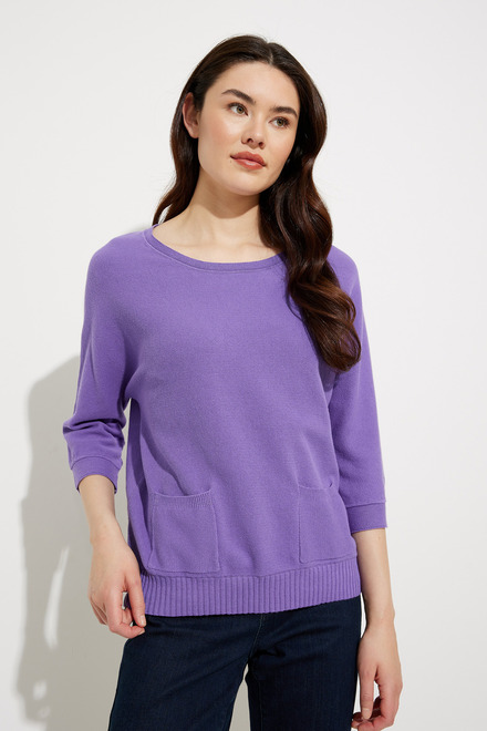 Knit Pocket Detail Pullover Style A41025. Purple. 4
