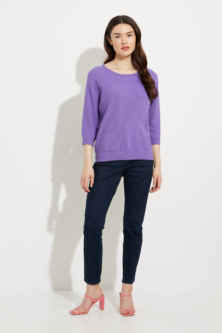 Knit Pocket Detail Pullover Style A41025. Purple. 5