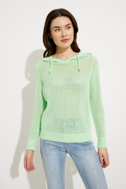 Knit Hooded Sweater Style A41028. Mint