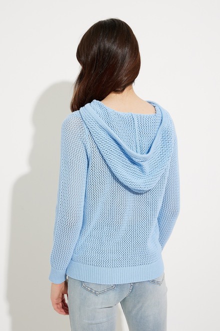 Knit Hooded Sweater Style A41028. Sky Blue. 2