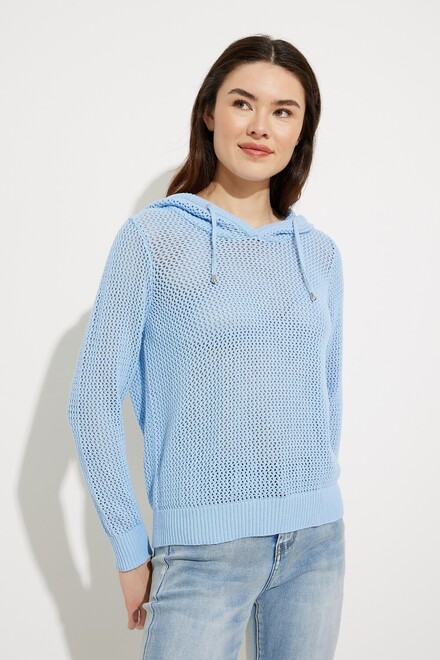 Knit Hooded Sweater Style A41028. Sky Blue. 3