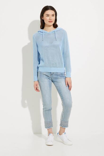 Knit Hooded Sweater Style A41028. Sky Blue. 5