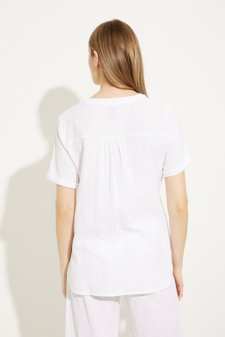 Front Pocket Blouse Style A41055. White. 2