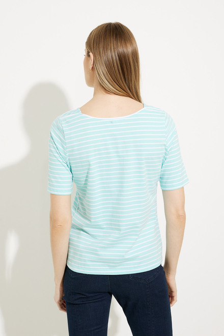 Striped Boat Neck T-Shirt Style A41058. Aqua. 2