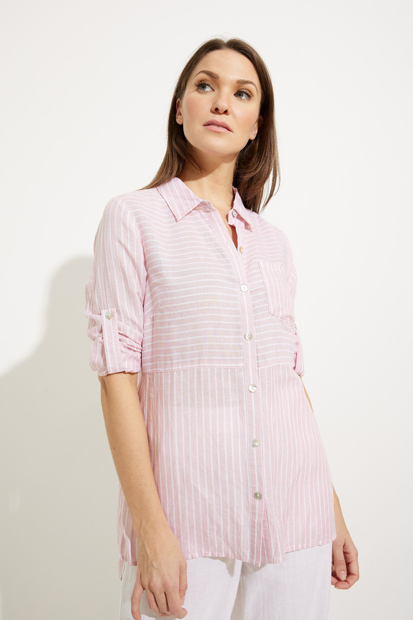Striped Blouse Style A41063. Pink