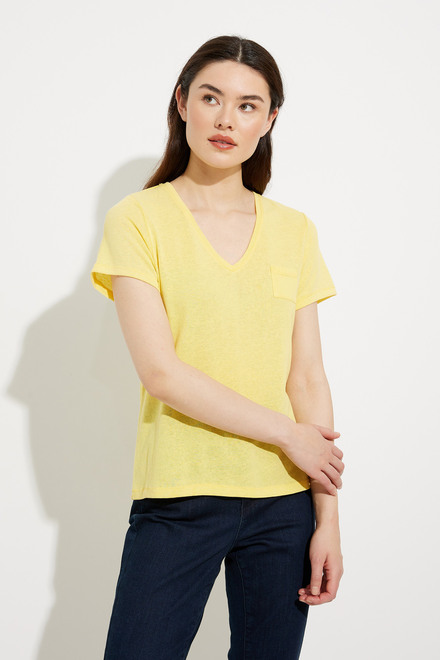 T-shirt basique avec poche mod&egrave;le A41091. Yellow. 4