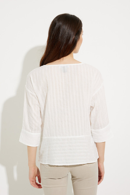 Textured Boat Neck Blouse Style A41095. White. 2