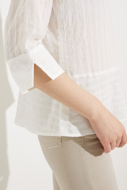 Textured Boat Neck Blouse Style A41095. White. 3