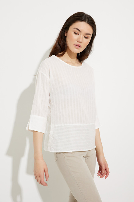 Textured Boat Neck Blouse Style A41095. White. 4