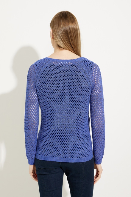 Crochet Knit Sweater Style A41105. Blue. 2