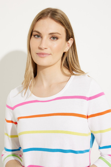 Striped Scoop Neck Pullover Style A41112B. White Combo. 3