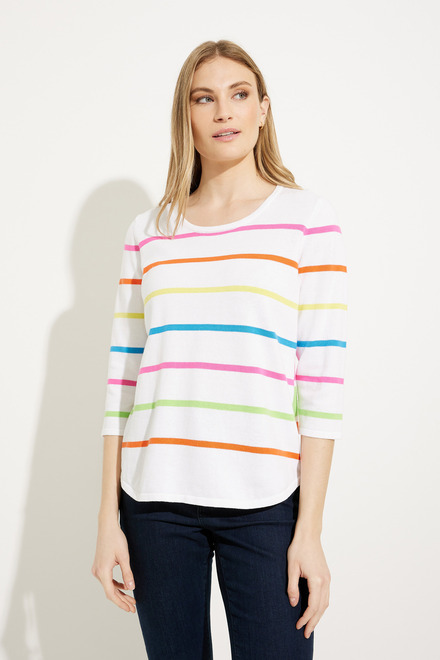 Striped Scoop Neck Pullover Style A41112B. White Combo. 4