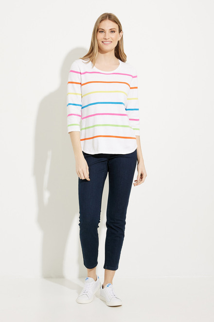 Striped Scoop Neck Pullover Style A41112B. White Combo. 5