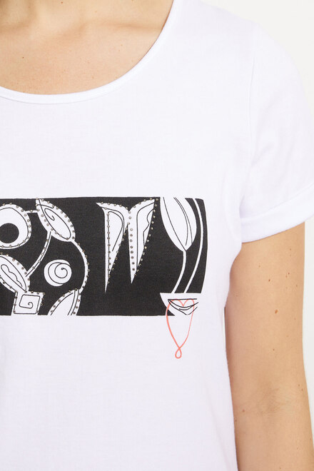 T-shirt &agrave; imprim&eacute; cadre mod&egrave;le A41120. Blanc. 3
