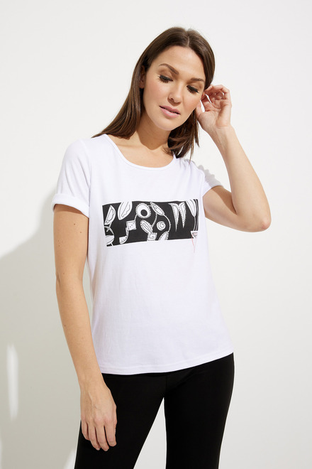 T-shirt &agrave; imprim&eacute; cadre mod&egrave;le A41120. Blanc. 4