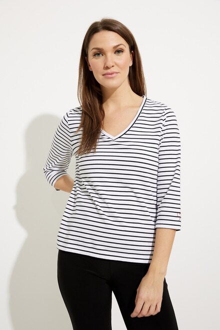 Striped V-Neck T-Shirt Style A41122. As sample