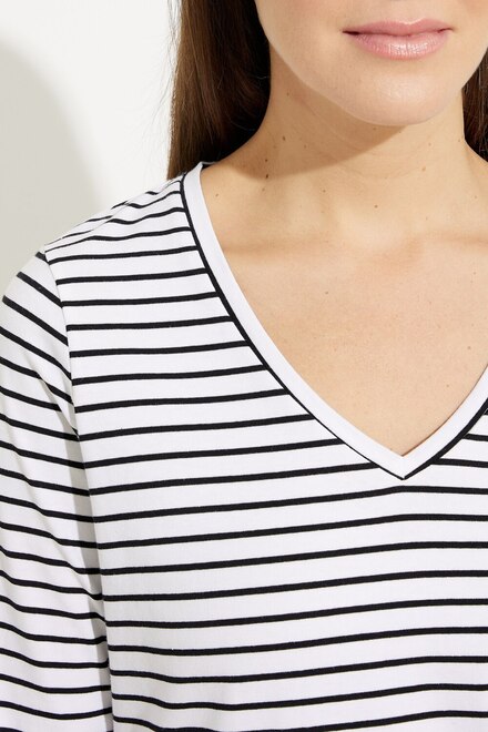 Striped V-Neck T-Shirt Style A41122. As Sample. 4