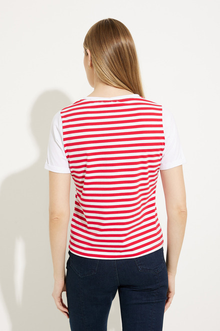 Graphic Front Striped T-Shirt Style A41126. Red Combo. 2