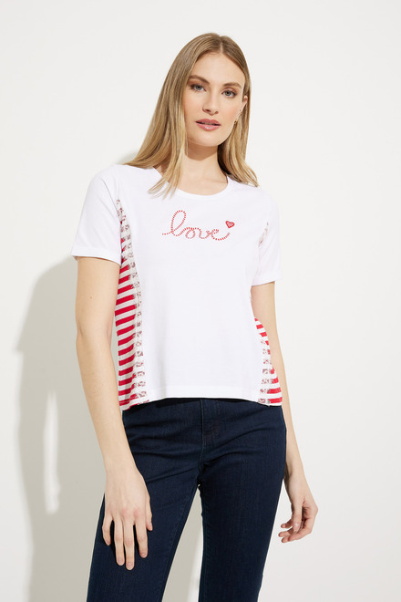 Graphic Front Striped T-Shirt Style A41126. Red Combo. 4