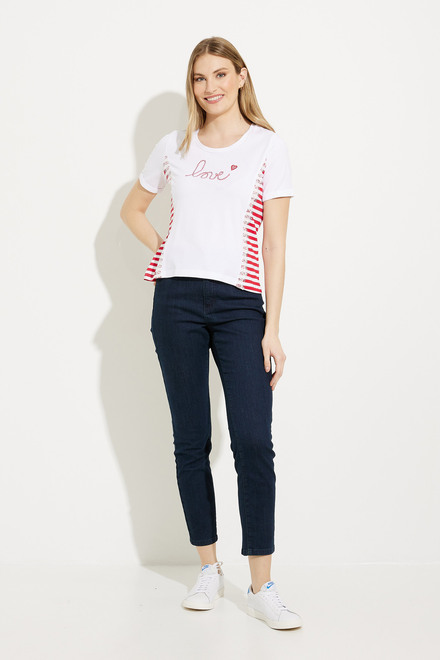 Graphic Front Striped T-Shirt Style A41126. Red Combo. 5