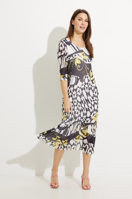Mixed Print 3/4 Sleeve Dress Style A41152