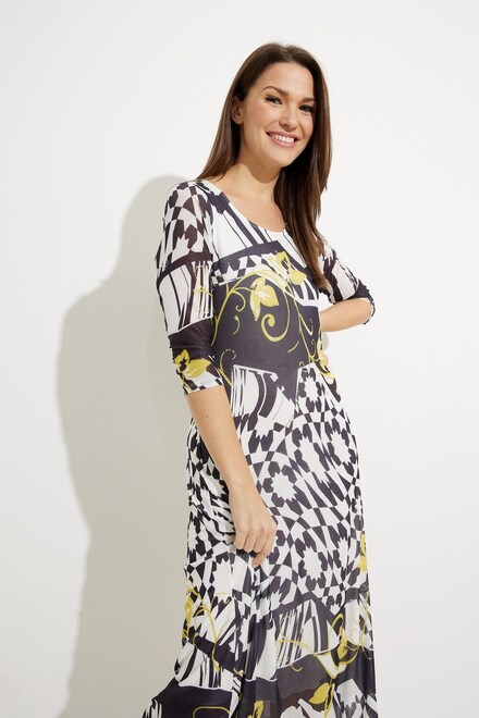 Mixed Print 3/4 Sleeve Dress Style A41152. As Sample. 3