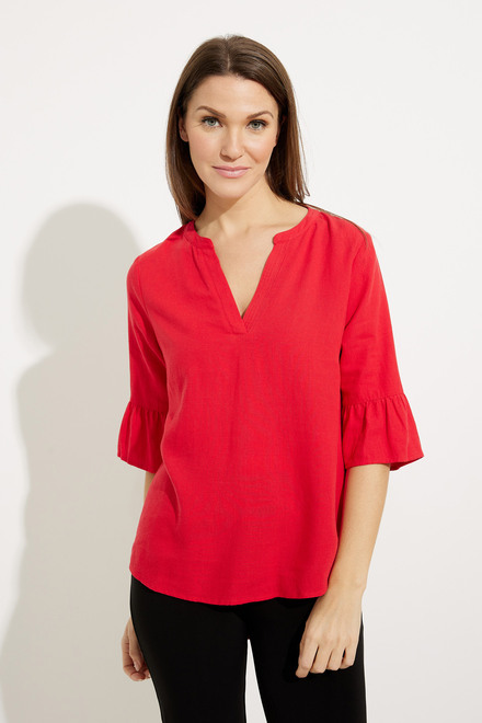 Peak Neck Blouse Style A41161. Red
