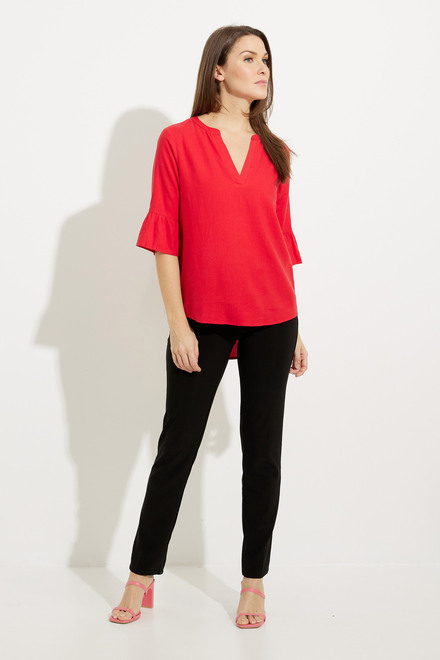 Peak Neck Blouse Style A41161. Red. 5