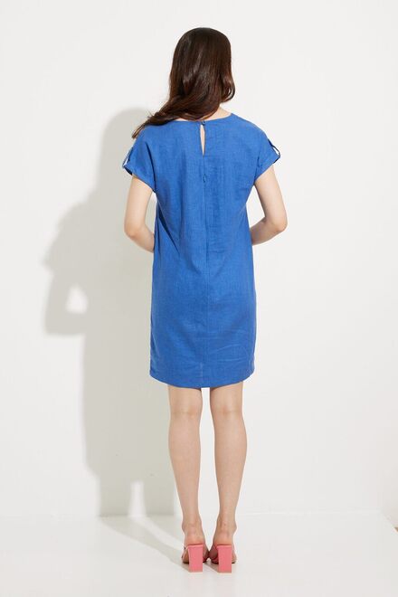 Lace Detail Linen Dress Style A41165. Blue. 2