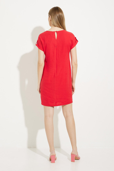 Lace Detail Linen Dress Style A41165. Red. 2