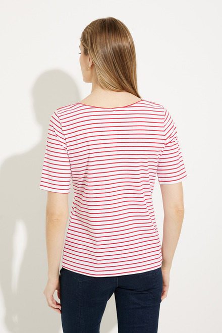 Striped Boat Neck T-Shirt Style A41180. Red Combo. 2