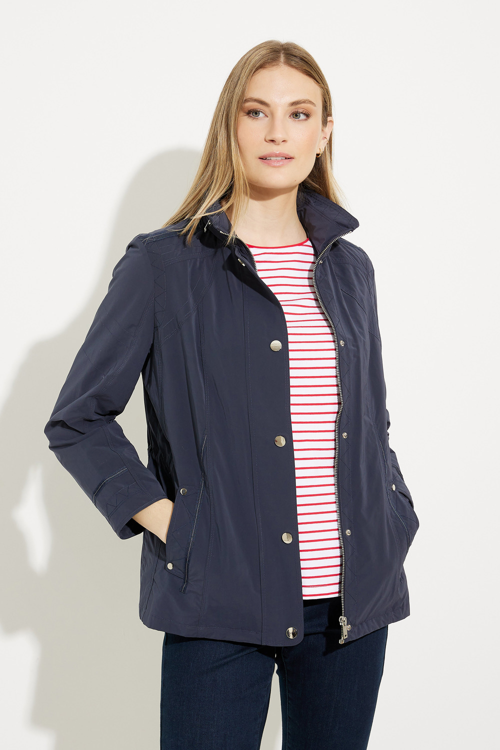Button Front Jacket Style A41182. Navy