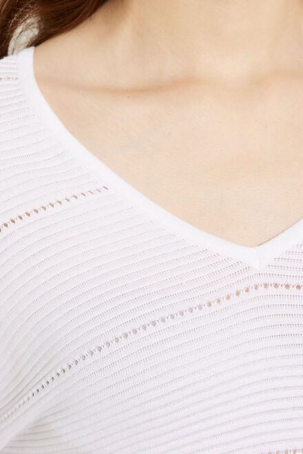Stitch Knit V-Neck Pullover Style A41197. White. 4